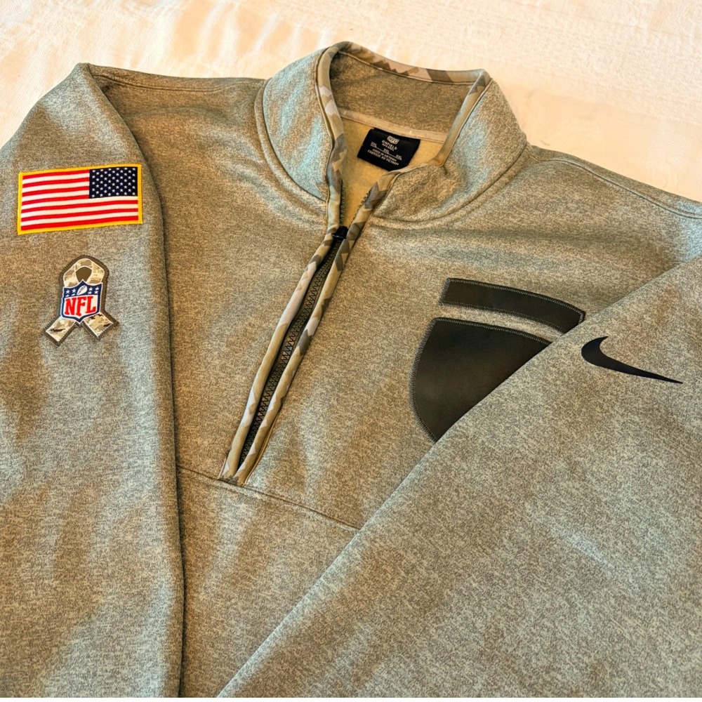 Nike NFL Salute to Service Quarter Zip Pullover Olive Green XXL Therma-FIT